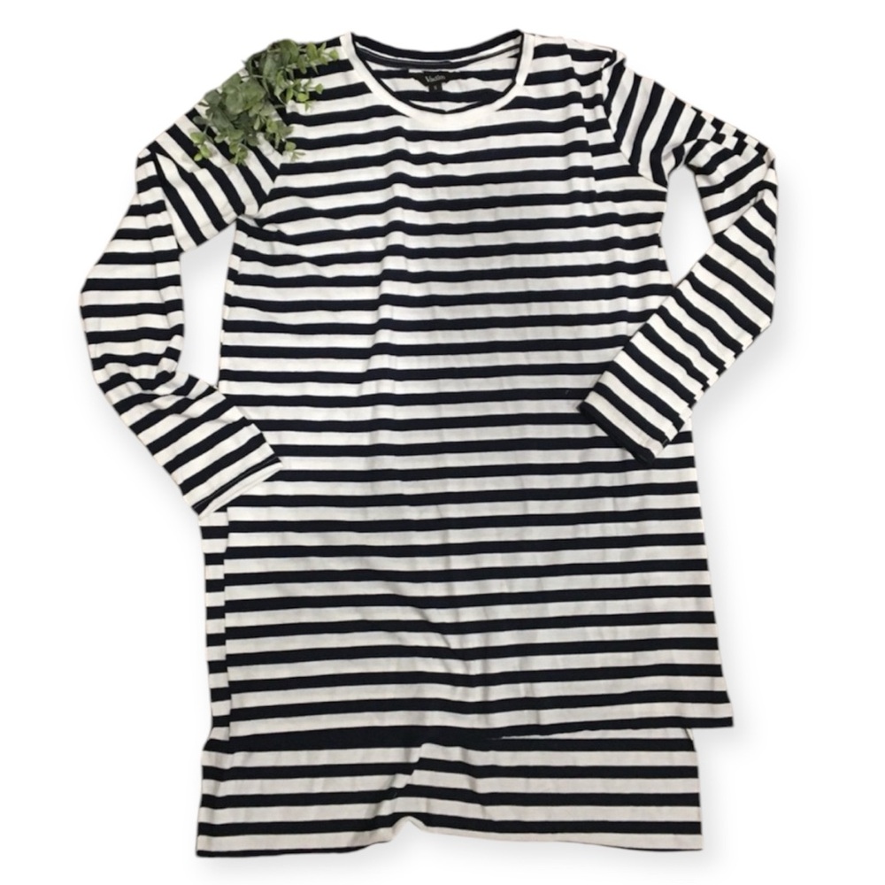 Longline Striped Tunic Long Sleeve Tee T Shirt Top Closet Staple Lagenlook